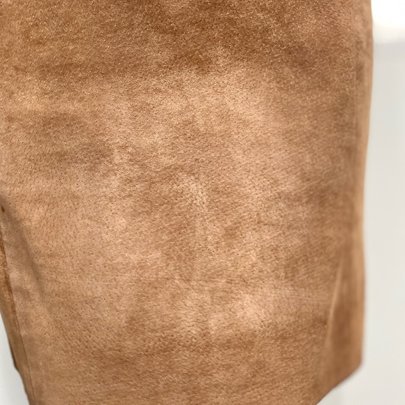 Chic Tan Pencil mini high waist genuine suede  Skirt - Picture 4 of 8